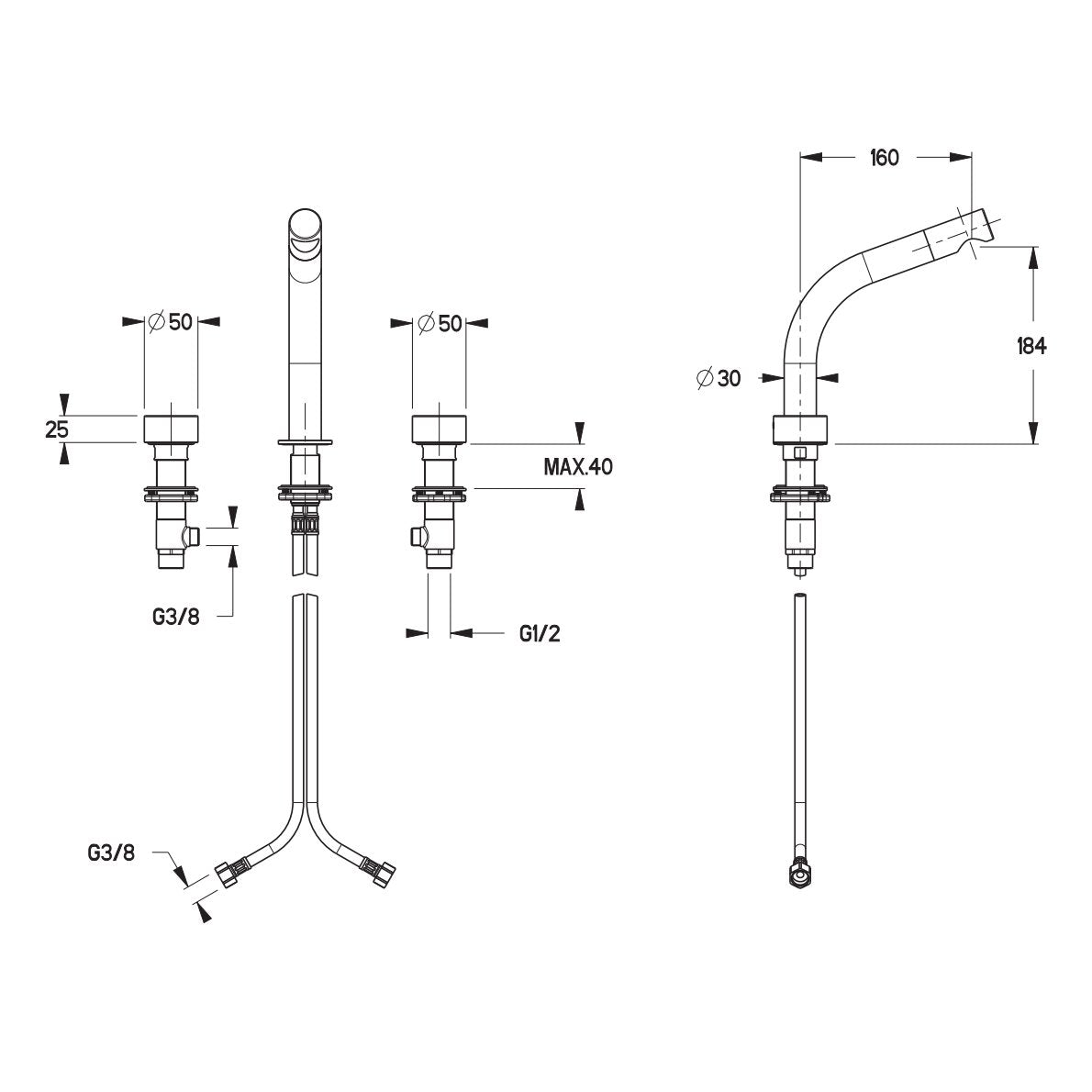 Aquarius Bathrooms 3 Tap Hole Basin Set Aquarius Ixora 3 Hole Basin Mixer Tap in 316 Stainless Steel