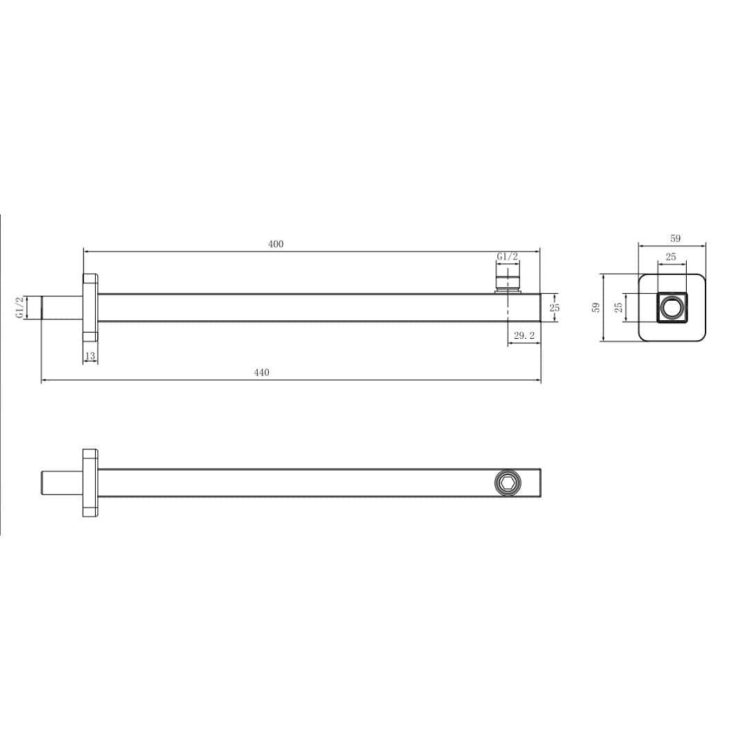 Aquarius Bathrooms Fixed Shower Arm Aquarius Modern Square Fixed Overhead Shower Arm