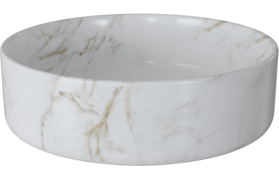Aquarius Bathrooms Countertop Basin Aquarius V-Series 2 Round 0TH Vessel Wash Bowl 355mm Marble Effect AQVS0052