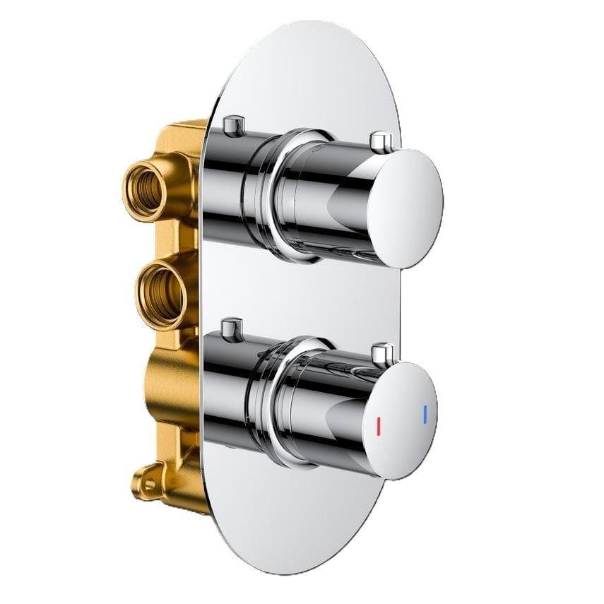 Aquarius RainLux Round 2 Outlet Shower Set with Shower Head and Single Function Handset