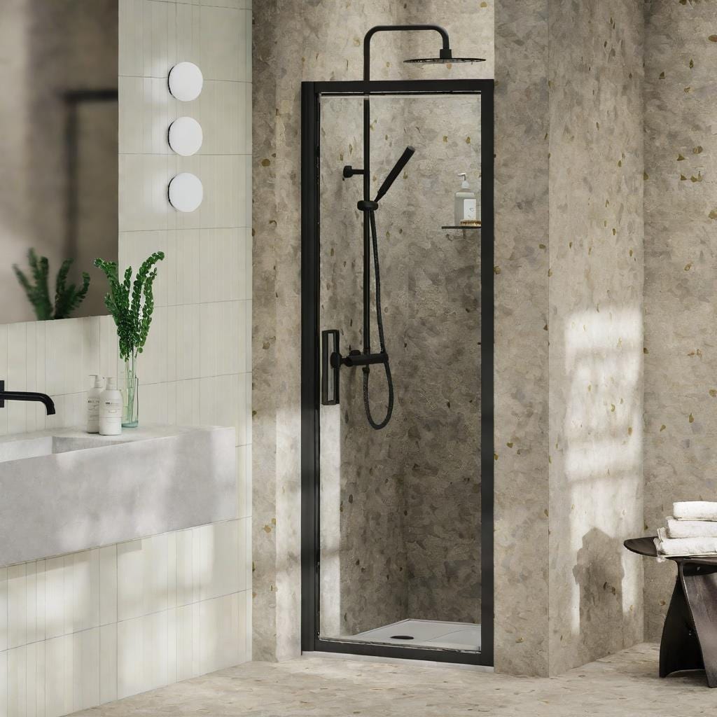 Aquarius Bathrooms Pivot Shower Door Black / 800mm Aquarius Pluvia 8mm Pivot Shower Door