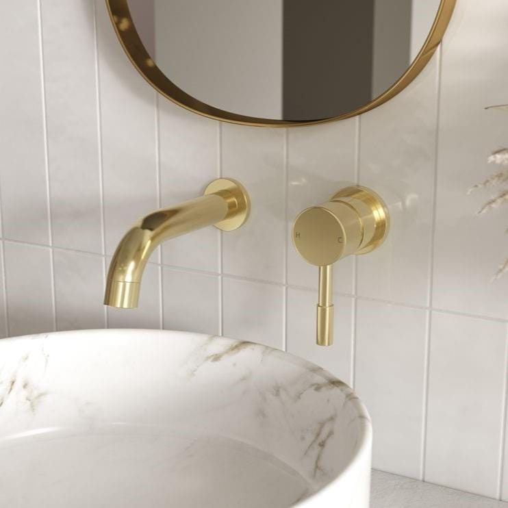 Aquarius Bathrooms Wall Mounted Basin Tap Brushed Brass Aquarius Zanelli Wall Mounted Basin Mixer Tap
