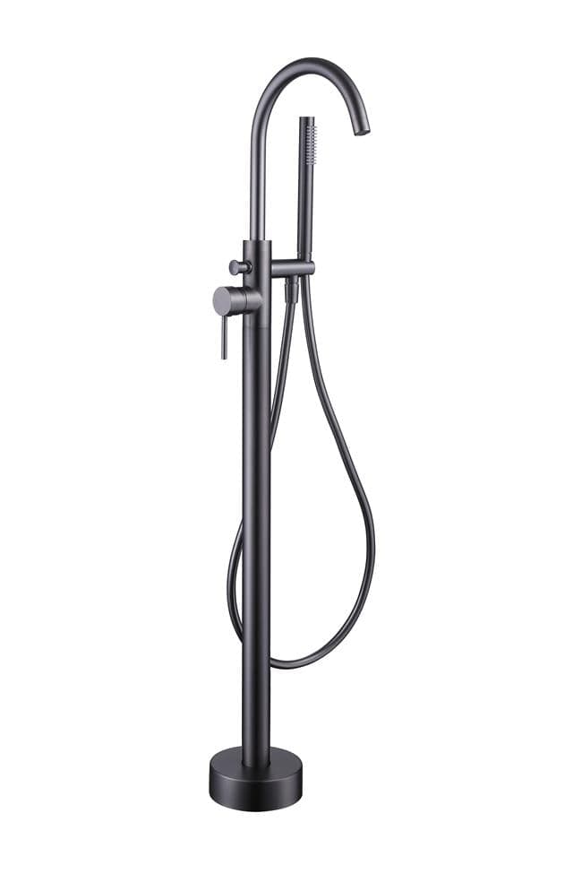 Aquarius Bathrooms Freestanding Bath Filler Gunmetal Grey Aquarius RF-Series Floor Standing Bath Shower Mixer with Shower Kit