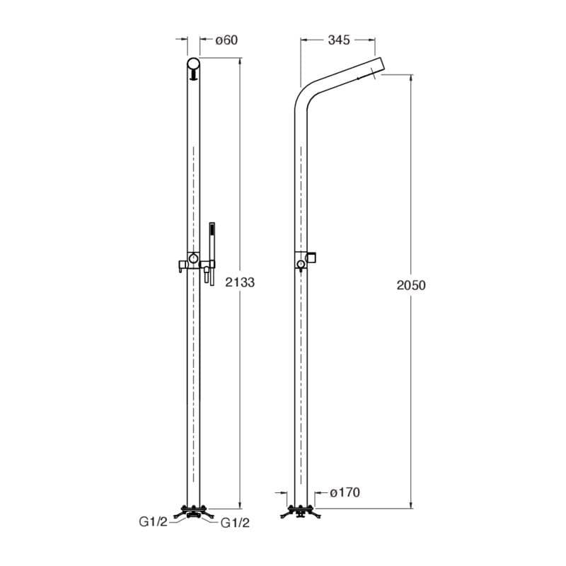 Aquarius Bathrooms Exposed Shower Set Aquarius 316 Stainless Steel Ixora Outdoor Shower with Handset