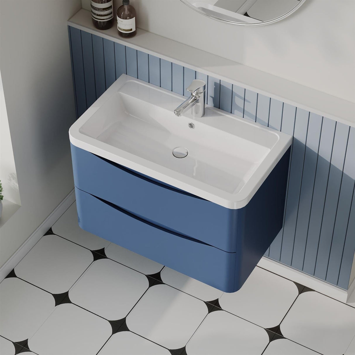 Aquarius Bathrooms Wall Mounted Vanity Unit Aquarius Seren 800mm Wall Mounted Two Drawer Vanity Unit with Basin