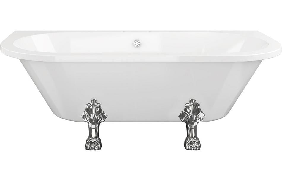 Aquarius Bathrooms Freestanding Bath Aquarius Timeless Luxury Freestanding Back To Wall 2TH Bath With Chrome Lions Paw Feet 1700mm