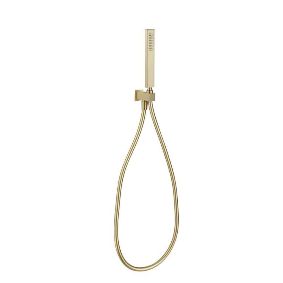Aquarius Bathrooms Shower Handset Brushed Brass Aquarius RainLux Integrated Outlet Square Handheld Shower Kit
