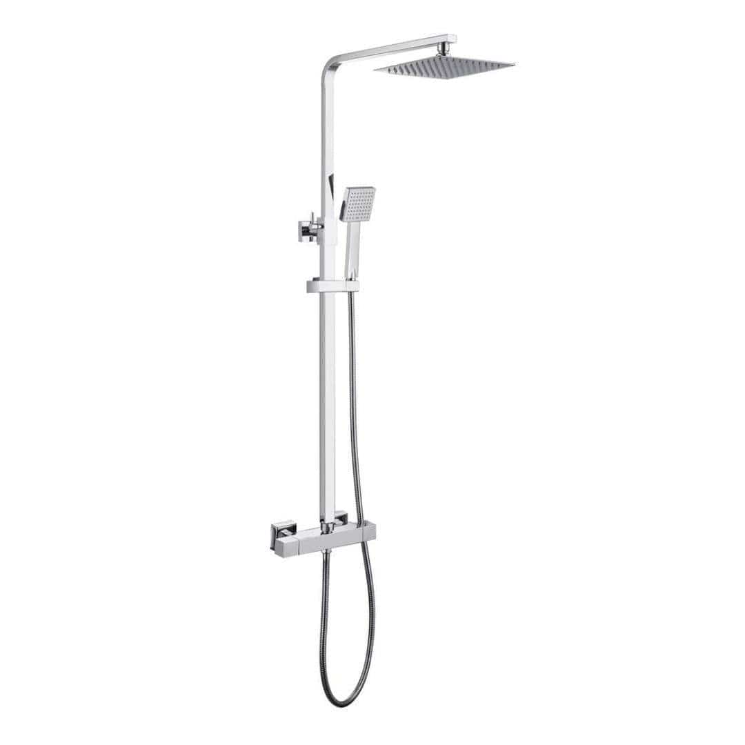 Aquarius Bathrooms Bar Shower Kit Chrome Aquarius RainLux Eco Square Adjustable Exposed Bar Shower System