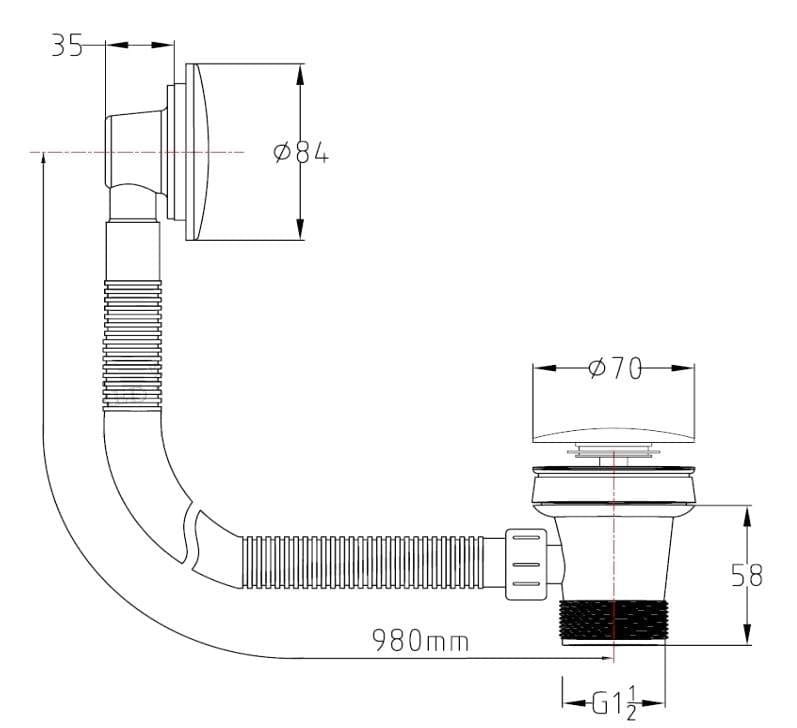 Aquarius Bathrooms Bath Waste Aquarius FT Easy Clean Click Clack Bath Waste and Overflow