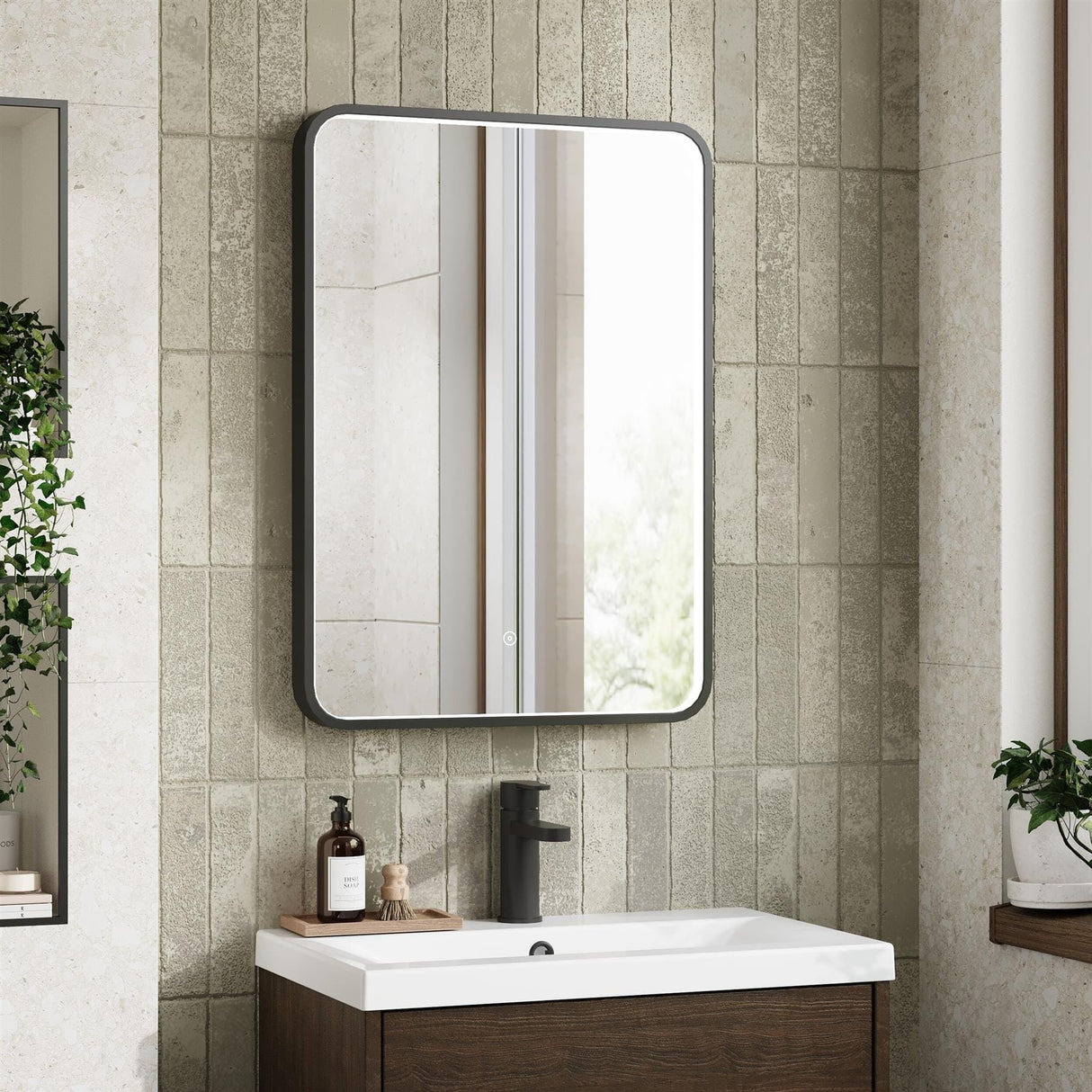 Aquarius Bathrooms Illuminated Mirror Black Aquarius Lumine Inset Framed LED Touch Sensor Rectangular Mirror - 700 x 500mm