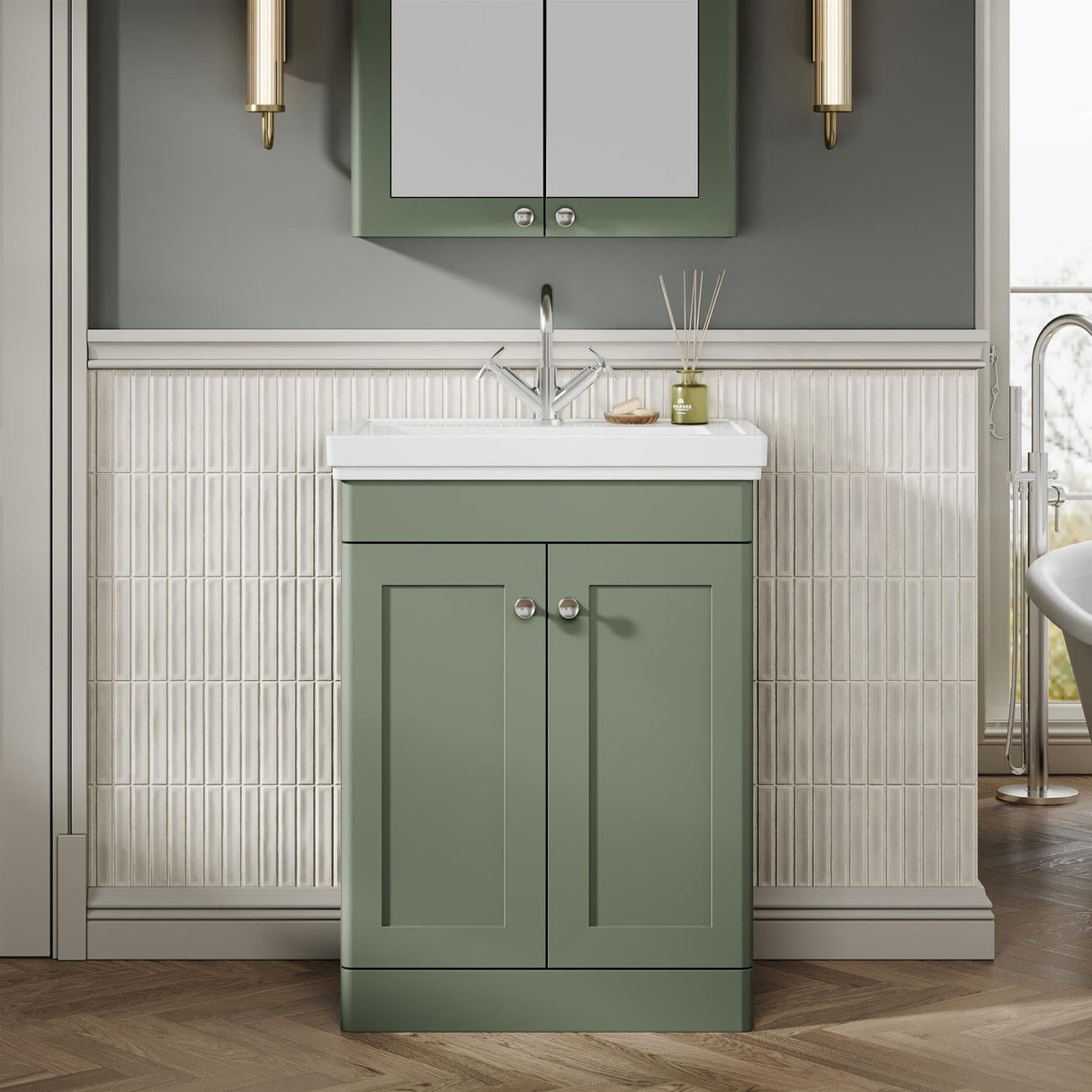 Aquarius Bathrooms Floor Standing Vanity Unit Green / 1 Aquarius Leighton 500mm Floor Standing Two Door Vanity Unit with Basin