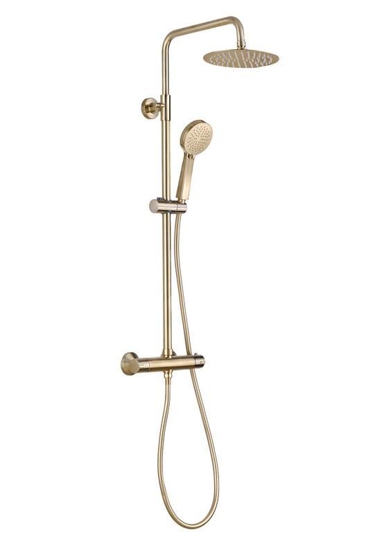 Aquarius Bathrooms Bar Valve Kit Aquarius Round Adjustable Thermostatic Shower & Kit Brushed Brass