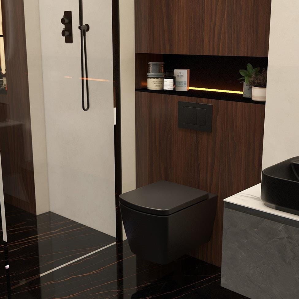 Aquarius Bathrooms Wall Hung Toilet Aquarius JF-Series Wall Hung Pan and Soft Close Seat Black