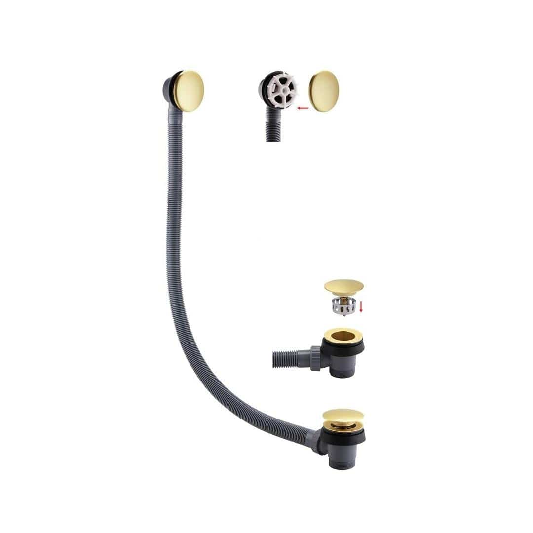 Aquarius Bathrooms Bath Waste Brushed Brass Aquarius FT Easy Clean Click Clack Bath Waste and Overflow