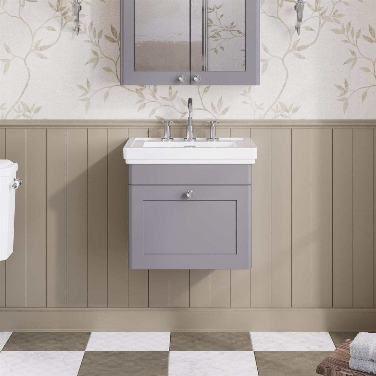 Aquarius Wall Mounted Vanity Unit Grey / 3 Aquarius Leighton 500mm Wall Mounted One Drawer Vanity Unit with Basin