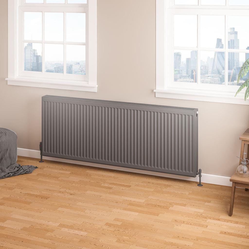 Aquarius Bathrooms Bathroom Heating 600 x 1600 Aquarius Type 22 Compact Panel Radiator in Matt Anthracite