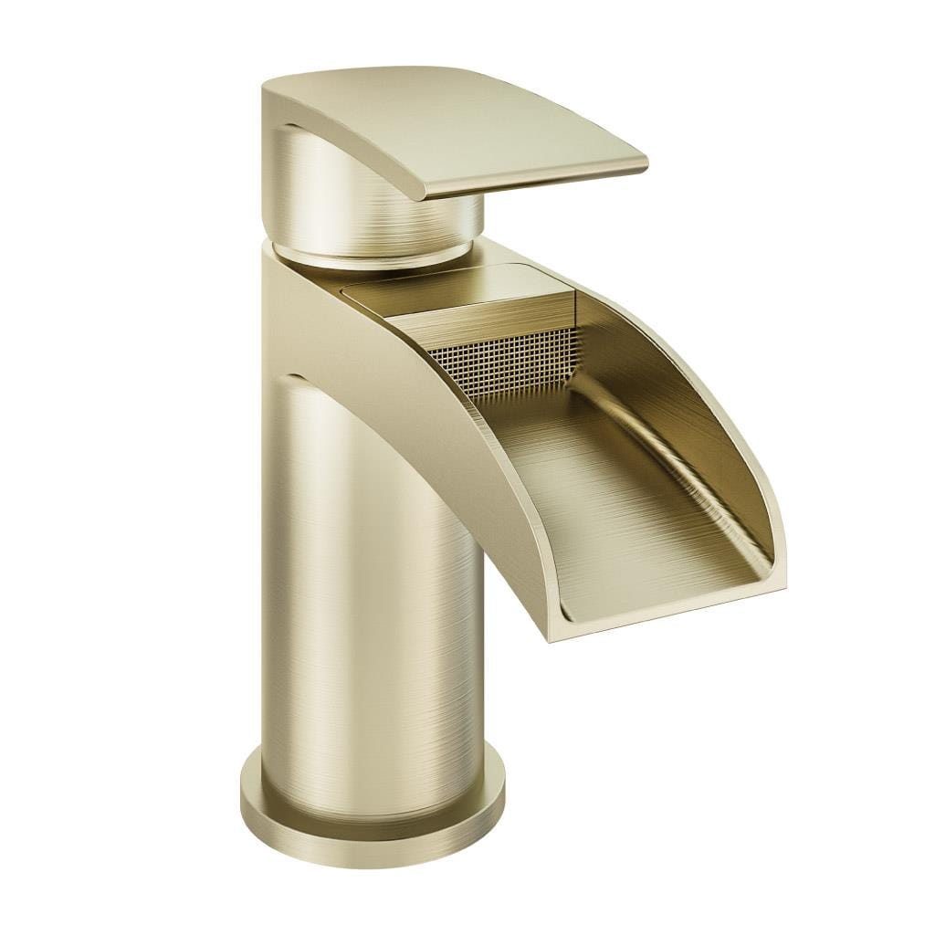 Aquarius Bathrooms Mono Basin Tap Brushed Brass Aquarius Niagara Waterfall Mono Basin Mixer Tap with Waste