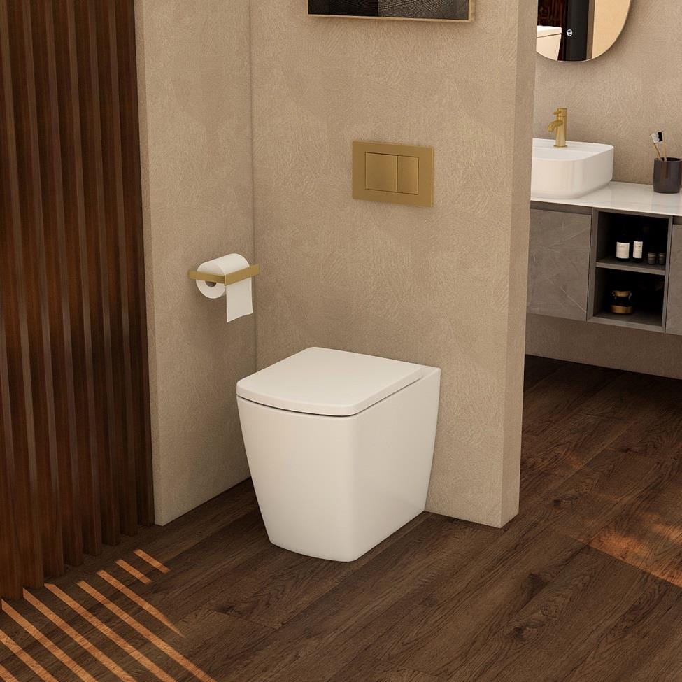 Aquarius Bathrooms Back To Wall Toilet Aquarius JF-Series Back to Wall Comfort Height Pan and Soft Close Seat White