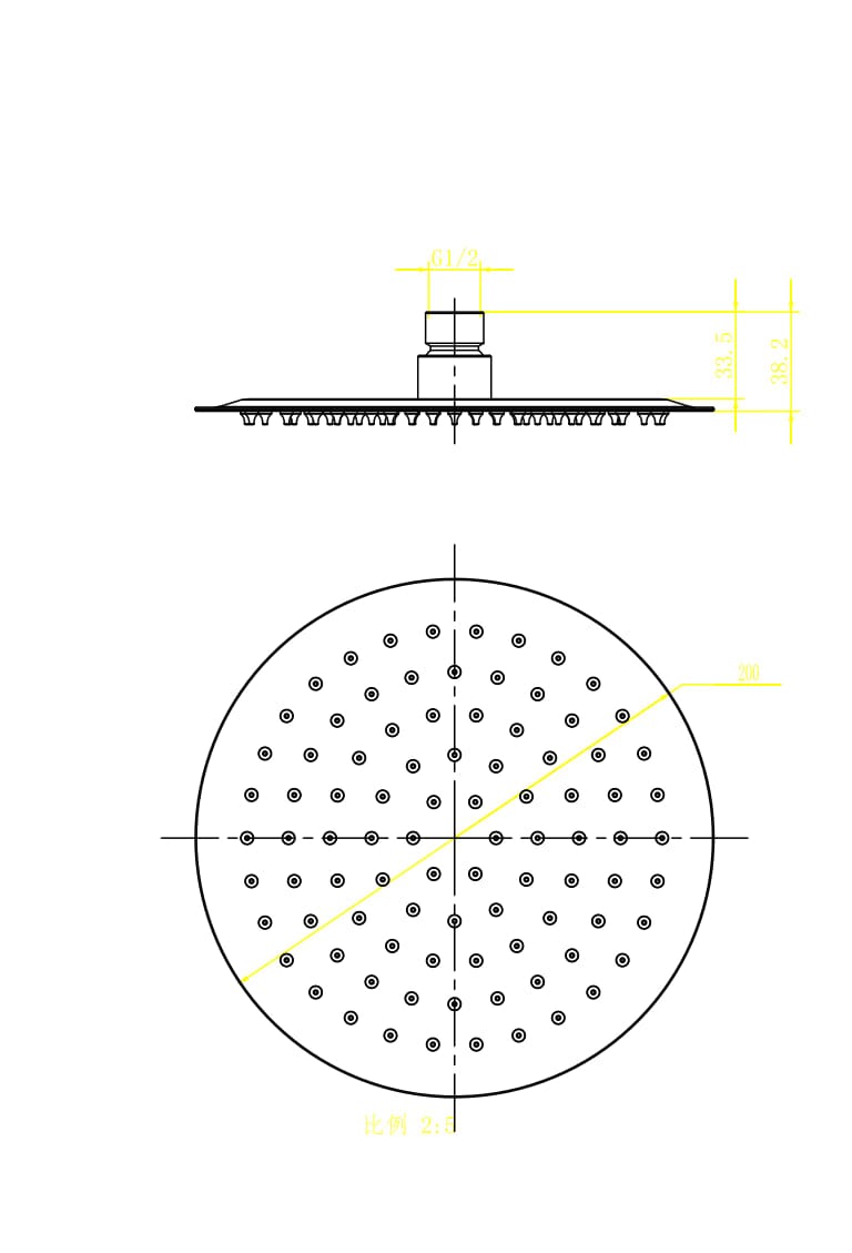Aquarius Bathrooms Shower Arm and Head Kit Aquarius Modern Round Over Head 8" Shower Head & Arm Matt Black AQ60101514