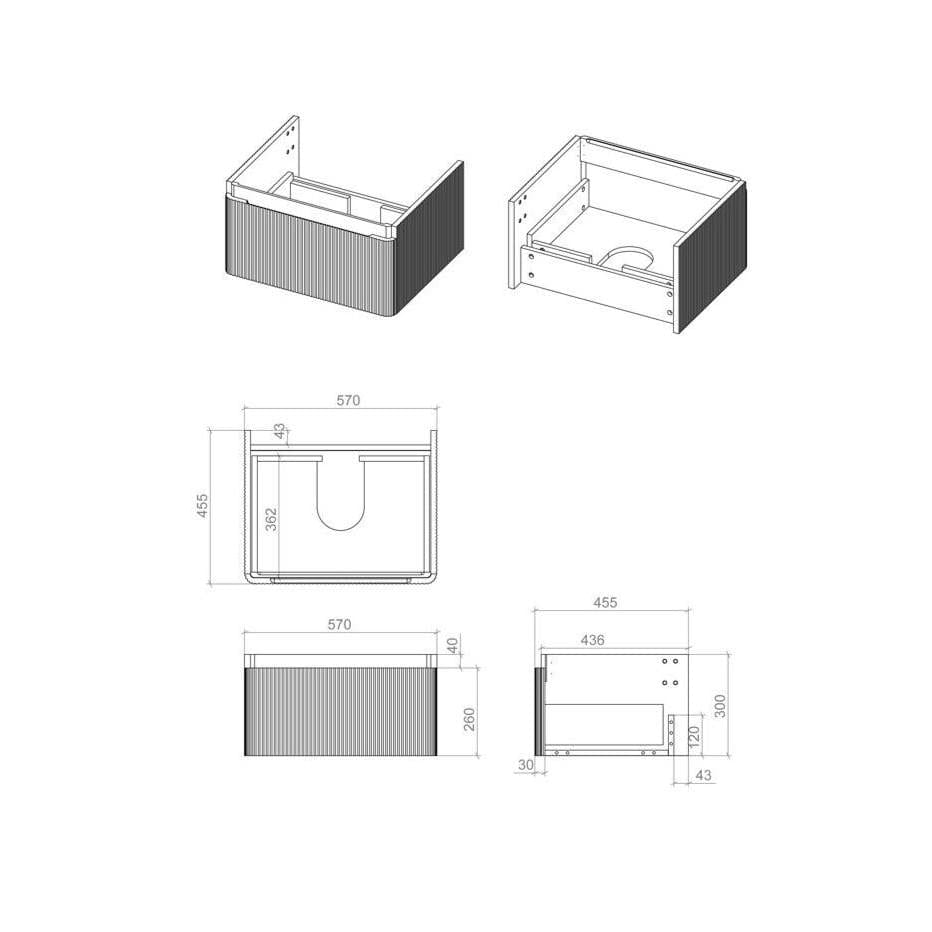 Aquarius Wall Mounted Vanity Unit Aquarius Corinthe Wall Mounted Vanity Unit with Basin in Textured Oak