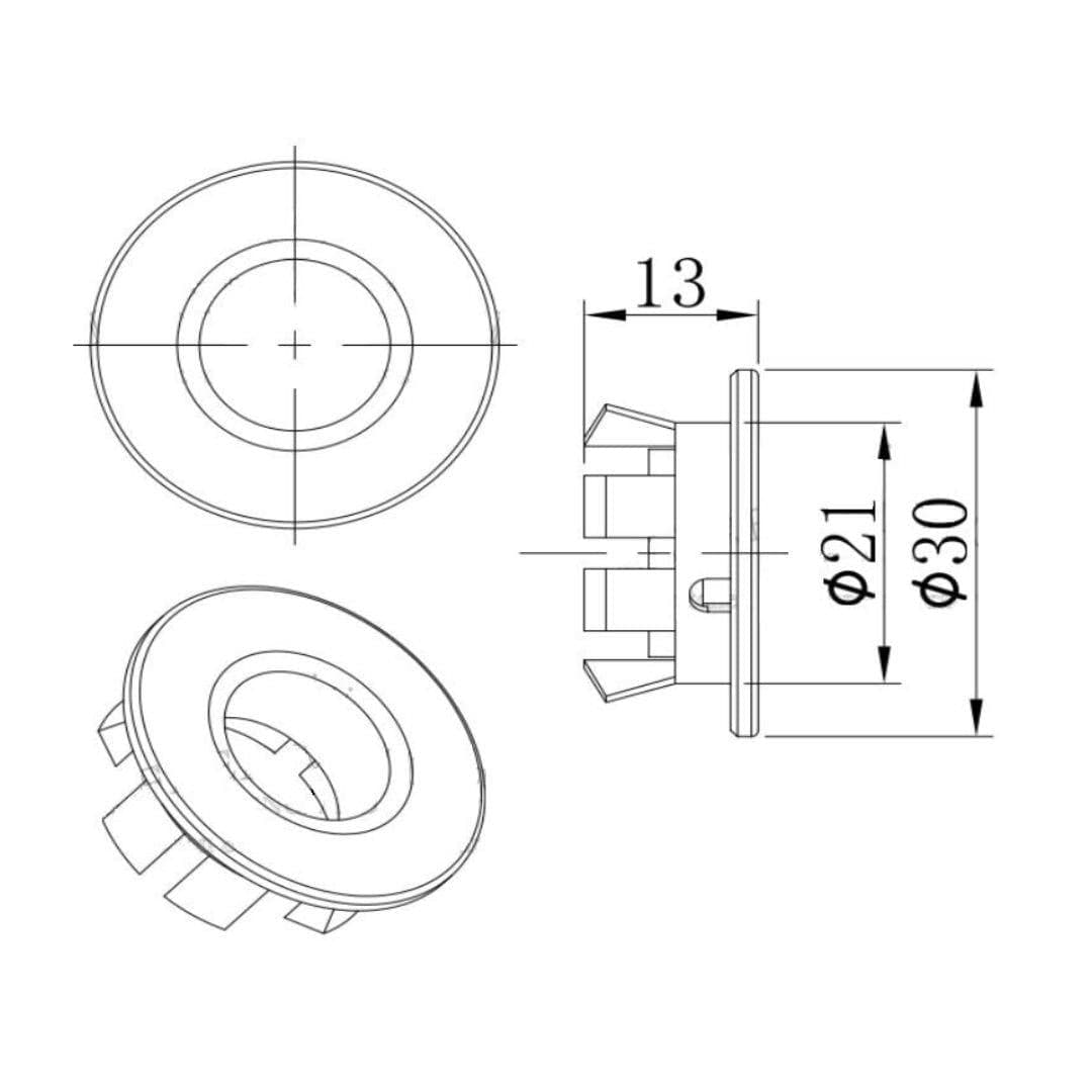 Aquarius Bathrooms Overflow Cover Aquarius FT Basin Overflow Cover