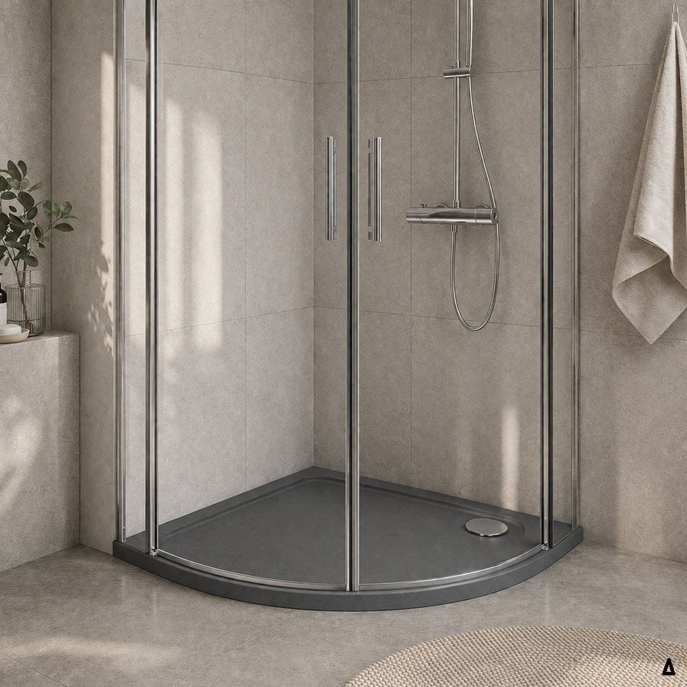 Aquarius Urbano Quadrant 45mm Stone Resin Shower Tray in Slate Grey
