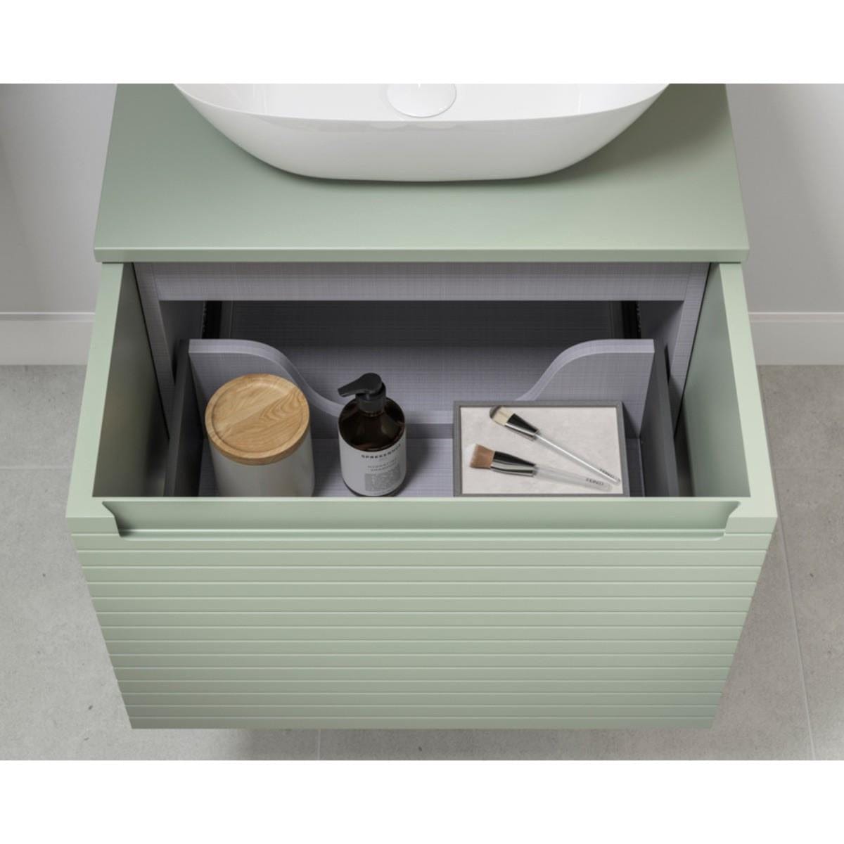 Aquarius Bathrooms Wall Mounted Vanity Unit Aquarius Contour 615mm Wall Mounted One Drawer Vanity Unit with Worktop