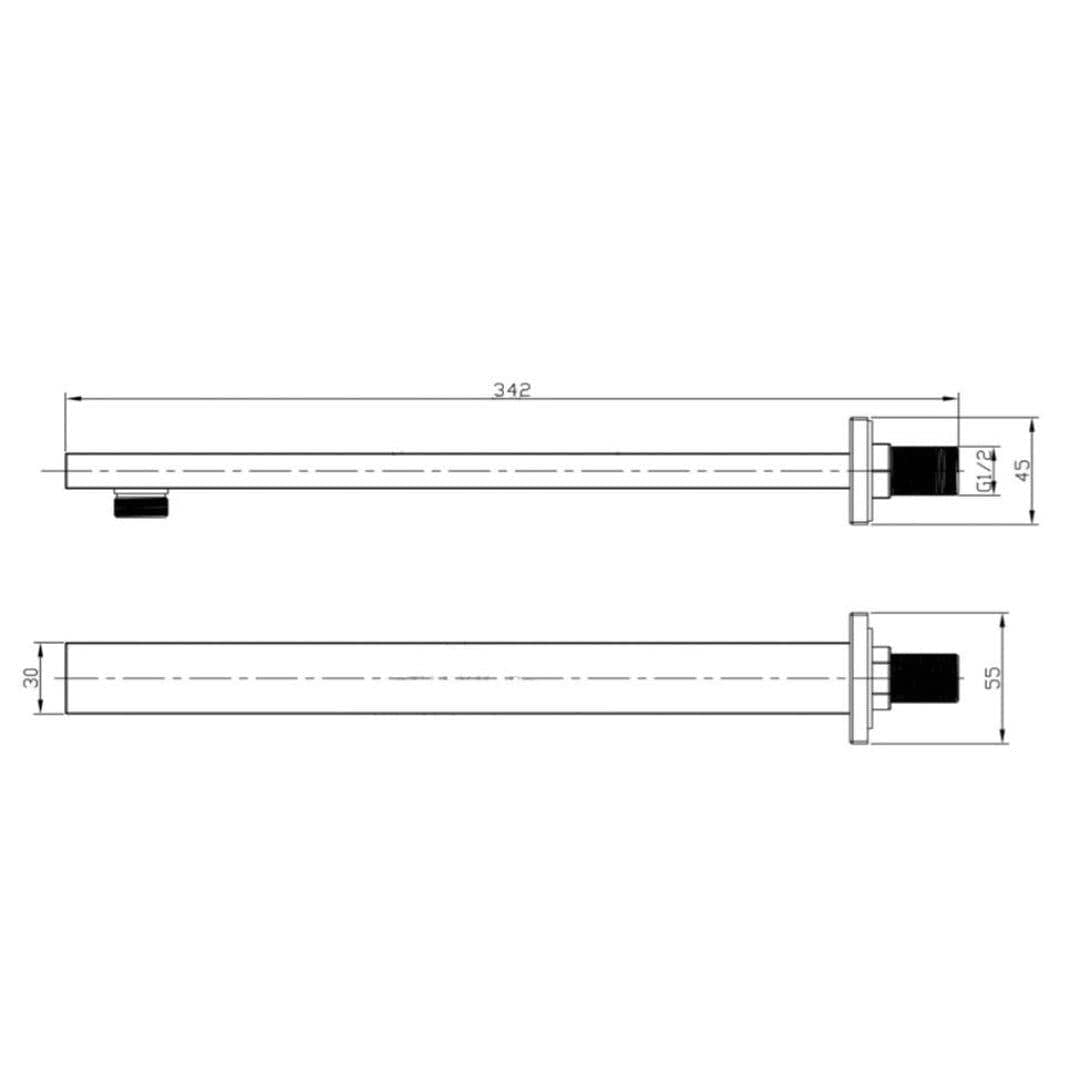 Aquarius Bathrooms Fixed Shower Arm Aquarius RainLux Square Wall Shower Arm