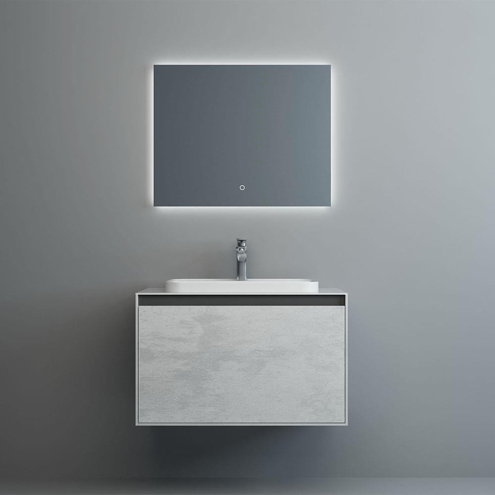Aquarius Wall Mounted Vanity Unit Natural Stone / Solid White Aquarius KF-Series One Drawer 800mm Vanity Unit with Countertop