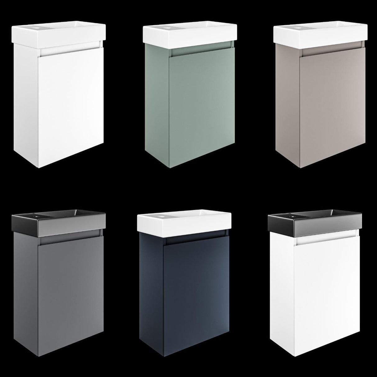 Tissino Wall Mounted Unit Aquarius Monsoon Cloakroom Unit with Basin - 500 x 390 - Wall Mounted - One Door