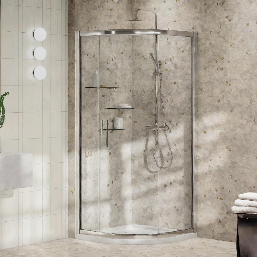 Aquarius Bathrooms Quadrant Shower Enclosure Silver / 1000mm Aquarius Pluvia 8mm Quadrant Single Sliding Shower Door