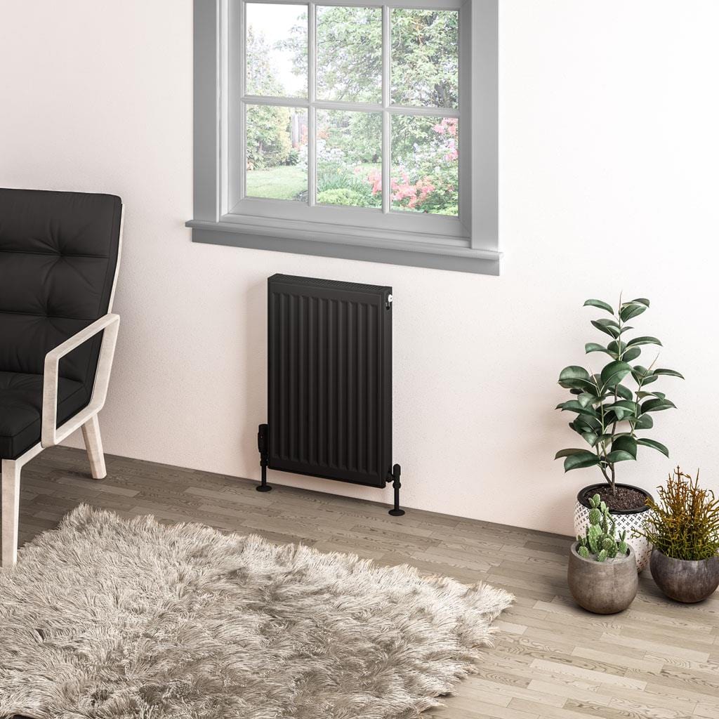Aquarius Bathrooms Bathroom Heating 600 x 400 Aquarius Type 11 Compact Panel Radiator In Matt Black