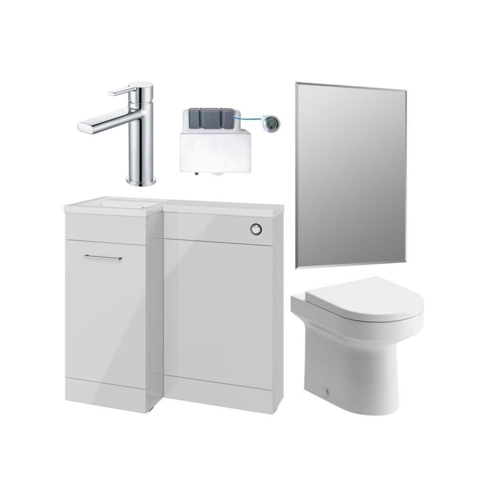 Aquarius Bathrooms Vanity Unit Suite Grey Gloss / Left Hand Aquarius Urbano Premium 900mm Vanity Unit Suite (with Back to Wall Toilet)