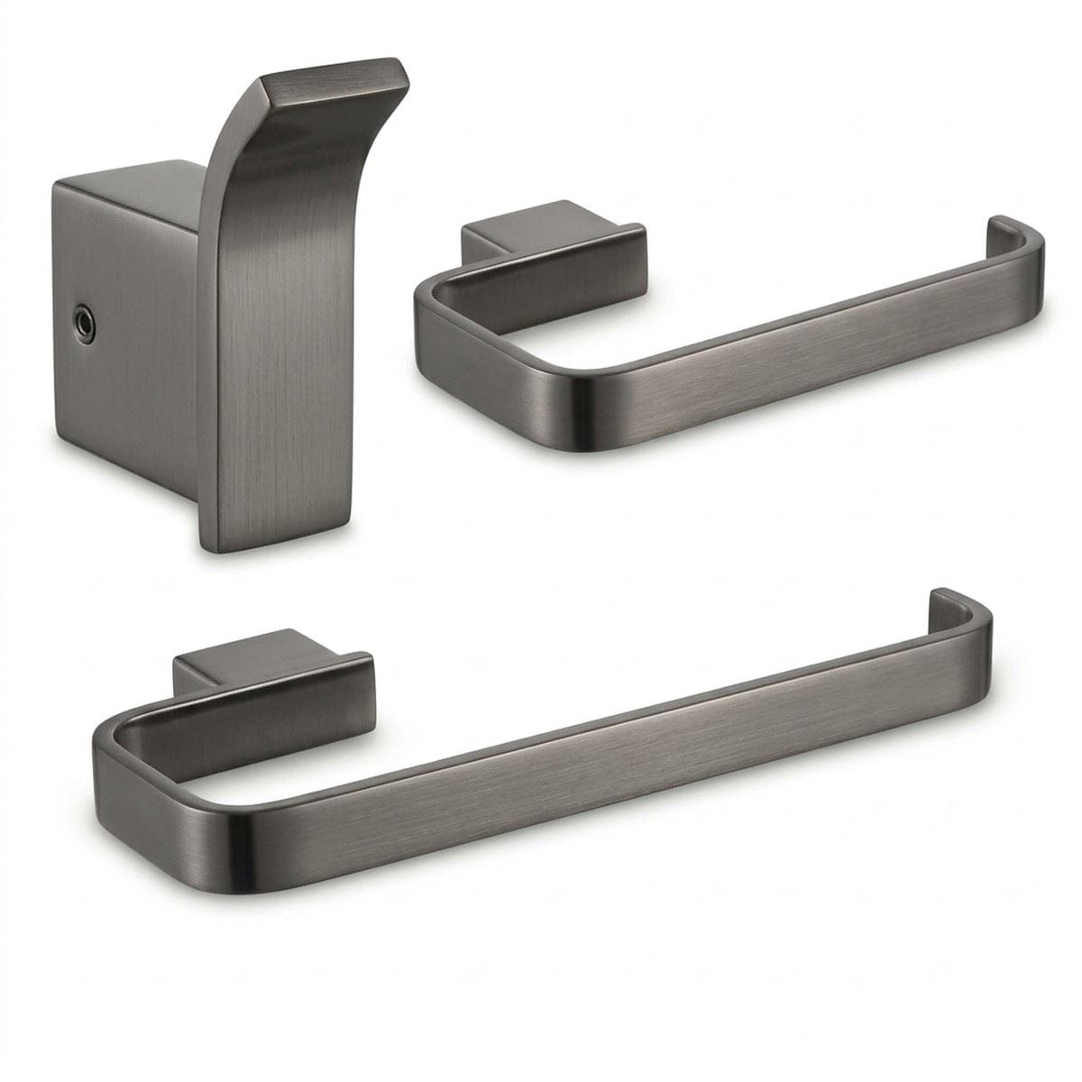 Aquarius Bathrooms Accessory Set Gunmetal Grey Aquarius FT 3 Piece Bathroom Accessory Pack