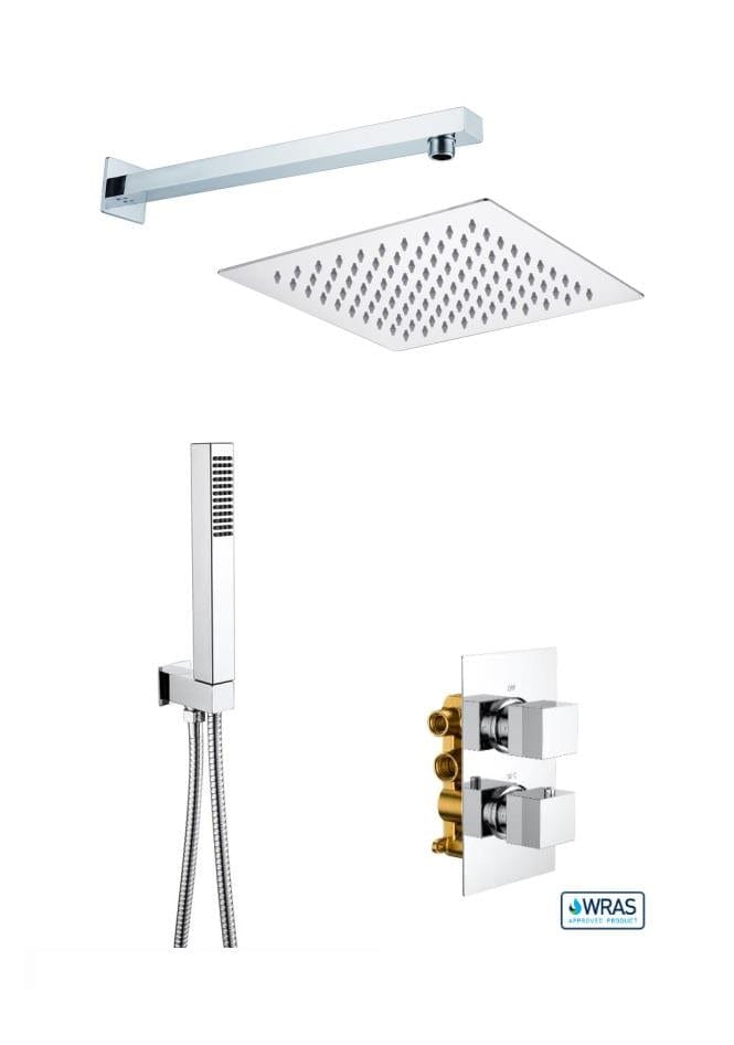 Aquarius Bathrooms Concealed Valve Kit Aquarius RainLux Square Chrome 2 Outlet Shower Bundle AQRLKIT04CR