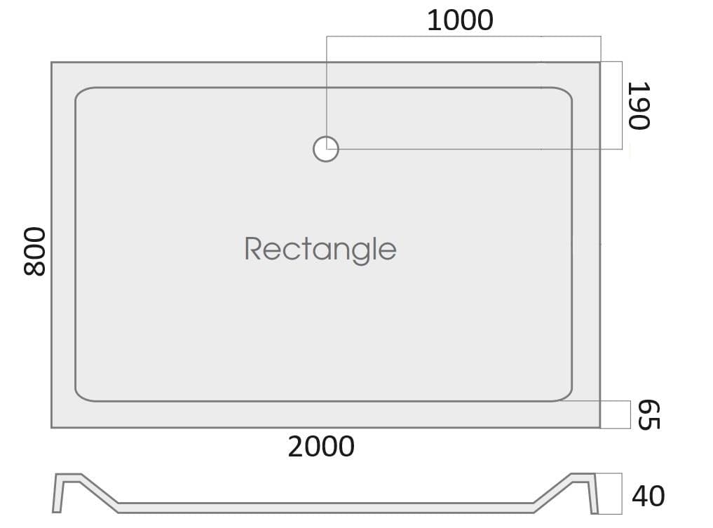 Aquarius Bathrooms Shower Tray 2000 x 800mm Aquarius Vital Rectangular Shower Tray Stone Resin