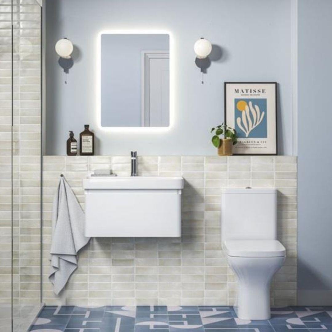 Aquarius Wall Mounted Vanity Unit 805mm / Matt White Aquarius Sophie Vanity Unit with 1 Taphole Basin