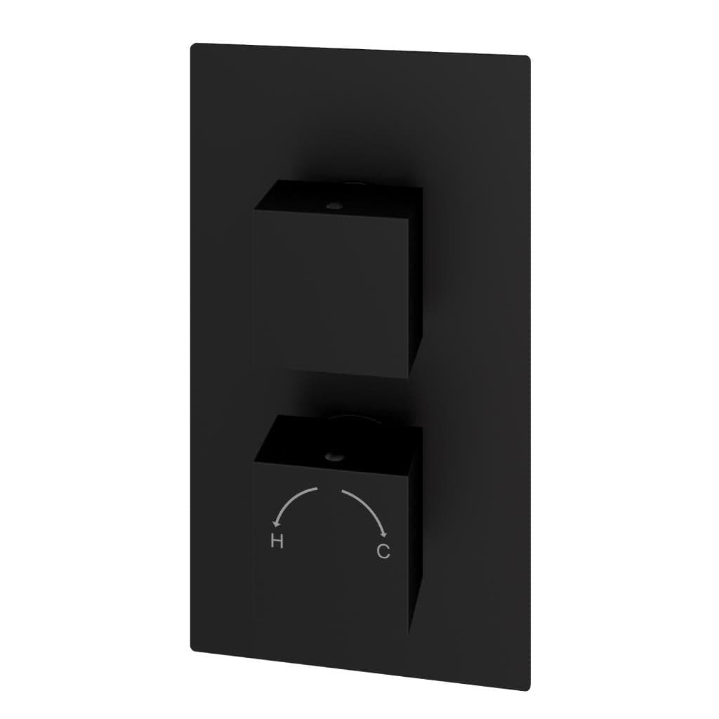 Aquarius Bathrooms Concealed Shower Valve Matt Black Aquarius Modern Square Thermostatic Two-Way Concealed Shower Valve