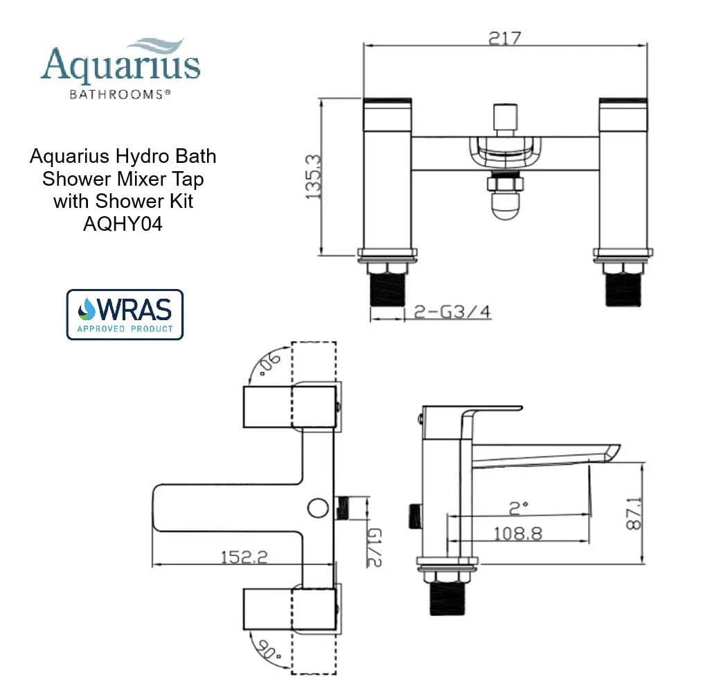 Aquarius Hydro Complete Bath Brassware Pack with Basin Mixer, Bath and Shower Mixer