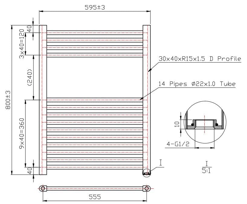 Aquarius Bathrooms Ladder Rail Aquarius Noir High Output Ladder Towel Rail Matt Black