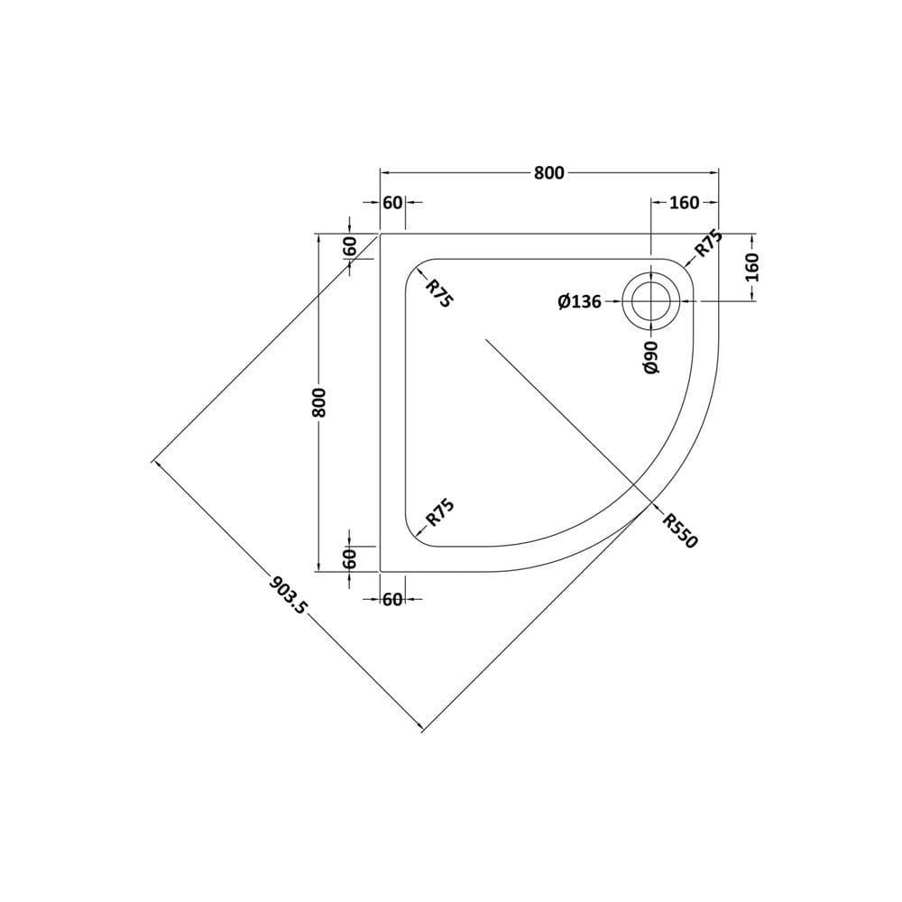 Aquarius Urbano Quadrant 45mm Stone Resin Shower Tray in White