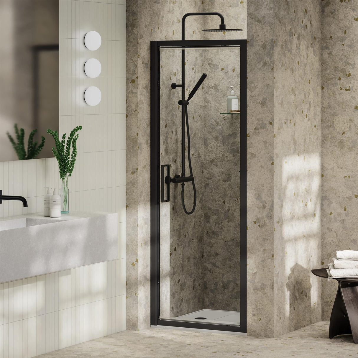 Aquarius Bathrooms Pivot Shower Door Black / 900mm Aquarius Pluvia 8mm Pivot Shower Door