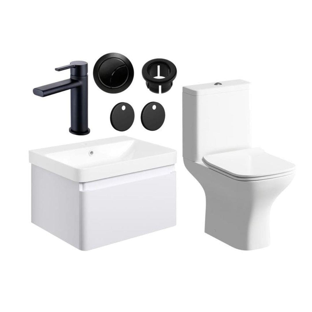 Aquarius Vanity Unit Matt White / Matt Black Aquarius Sophie 605mm Vanity Unit and WC Set with Finishes