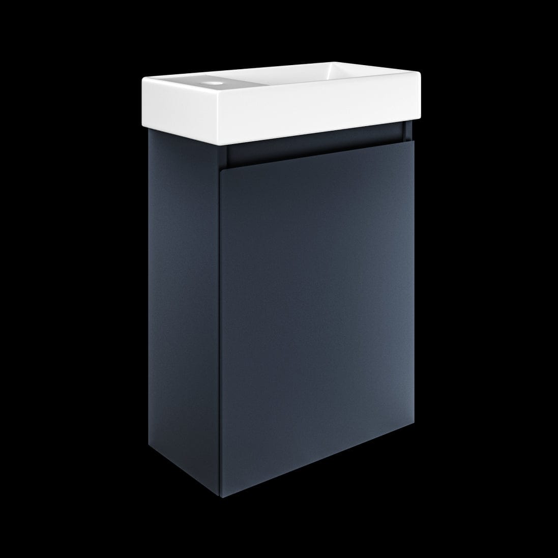Tissino Wall Mounted Unit Midnight Blue / Left Hand / Black Aquarius Monsoon Cloakroom Unit with Basin - 500 x 390 - Wall Mounted - One Door