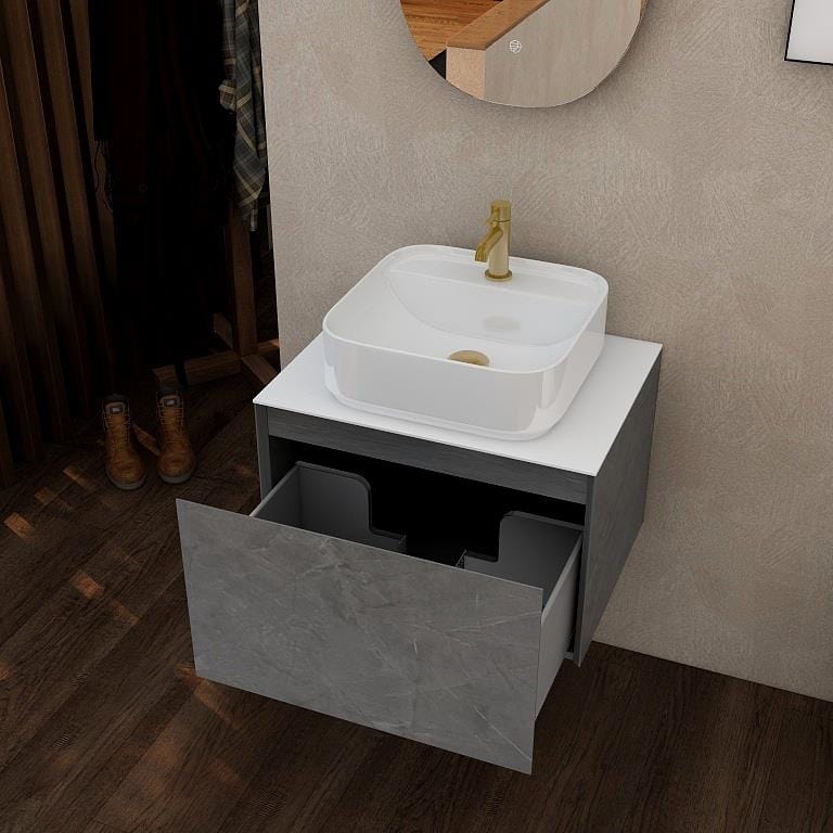 Aquarius Wall Mounted Unit Aquarius JF-Series 600mm Single Drawer Vanity Unit with Countertop