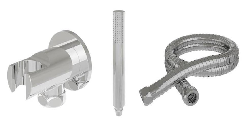 Aquarius Bathrooms Shower Kit Aquarius Modern Round Wall Mounted Shower Kit with Outlet and Hose Chrome AQ601011123
