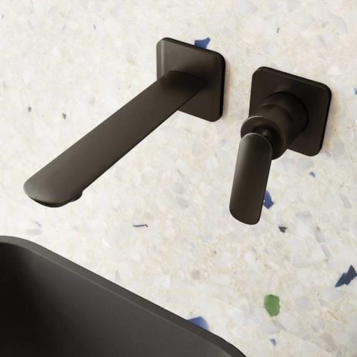 Aquarius Bathrooms Wall Mounted Basin Tap Matt Black Aquarius Huck Wall Mounted 2 Hole Basin Mixer Tap