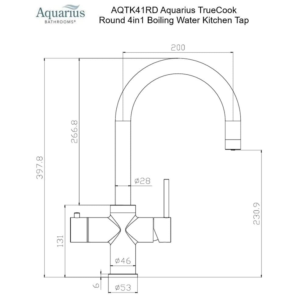 Aquarius Bathrooms Instant Hot Water Tap Aquarius TrueCook 4-in-1 Instant Hot Water Kitchen Tap with Swan Spout