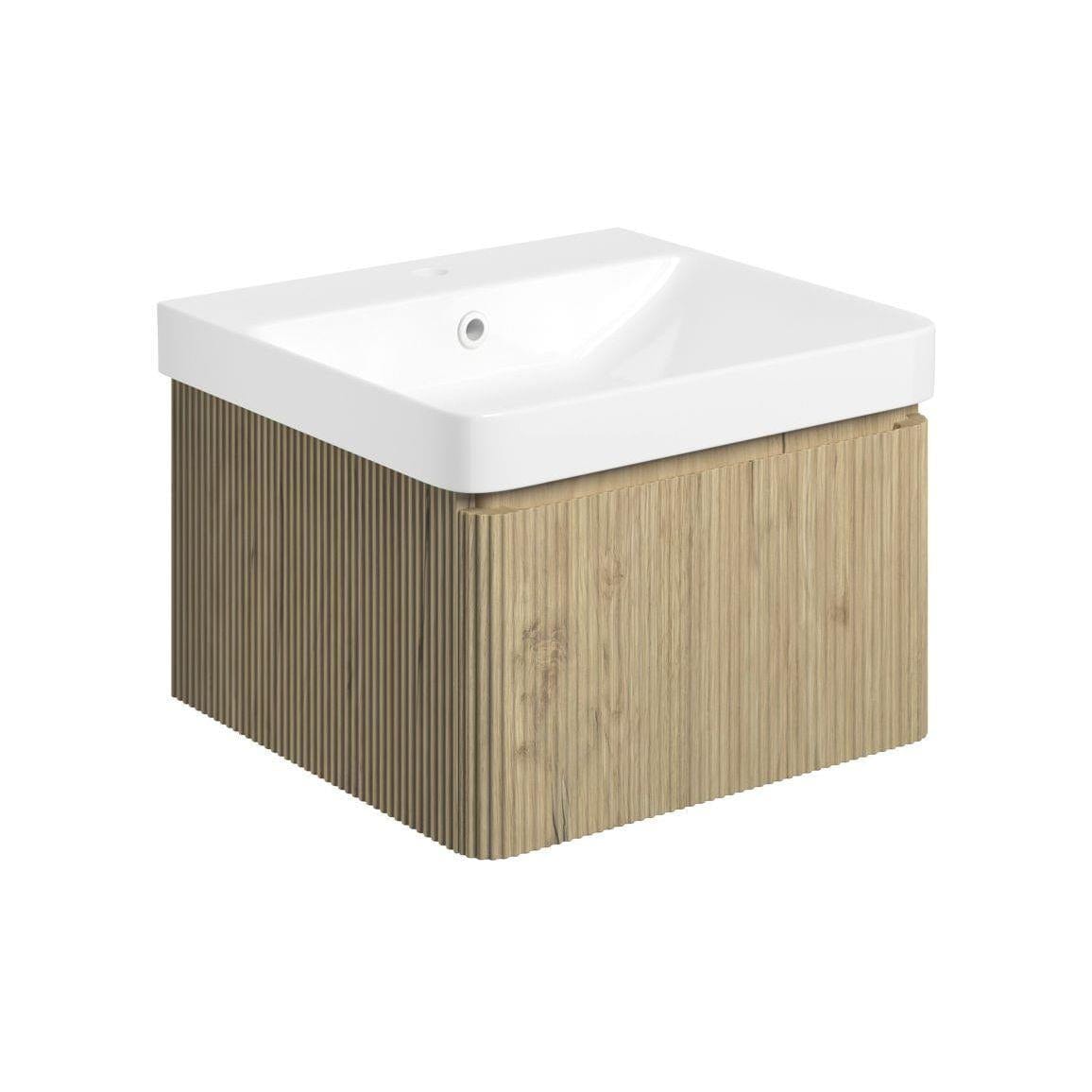 Aquarius Wall Mounted Vanity Unit 500mm Aquarius Corinthe Wall Mounted Vanity Unit with Basin in Textured Oak