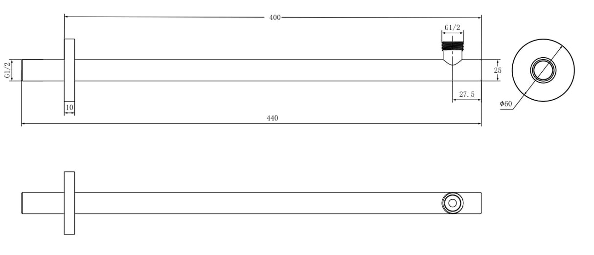 Aquarius Bathrooms Shower Arm and Head Kit Aquarius Modern Round Over Head 8" Shower Head & Arm Matt Black AQ60101514